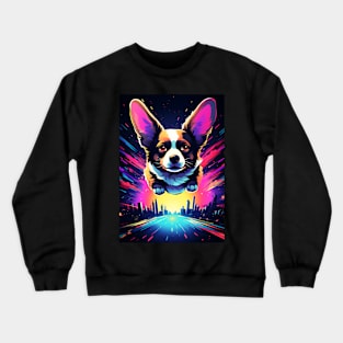 Flying Corgi Funny Dog Lover Cyberpunk Crewneck Sweatshirt